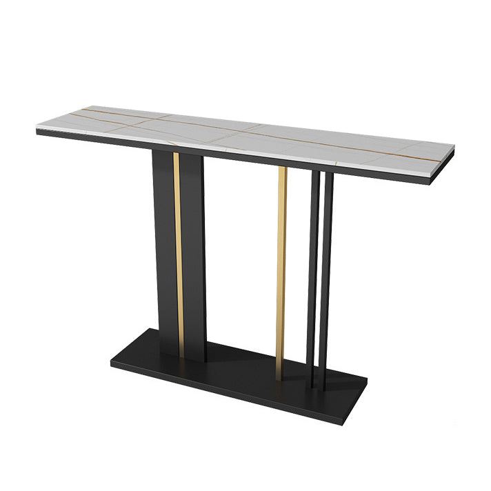 Modern Rectangle Console Table 31.5" Tall Stone Accent Table for Hall