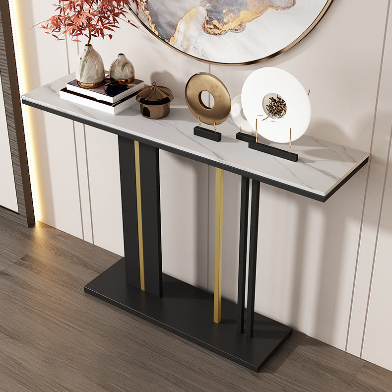 Modern Rectangle Console Table 31.5" Tall Stone Accent Table for Hall