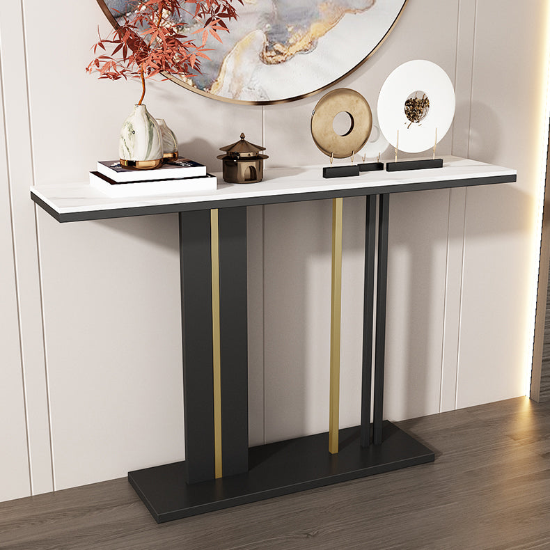 Modern Rectangle Console Table 31.5" Tall Stone Accent Table for Hall