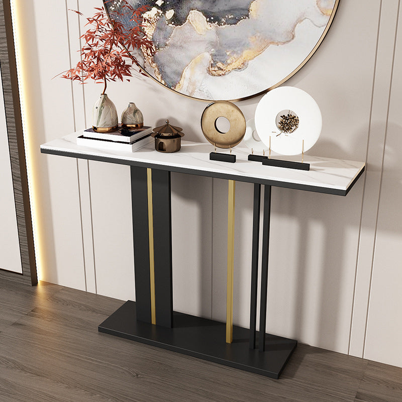 Modern Rectangle Console Table 31.5" Tall Stone Accent Table for Hall