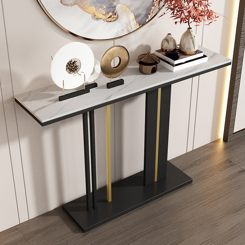 Modern Rectangle Console Table 31.5" Tall Stone Accent Table for Hall