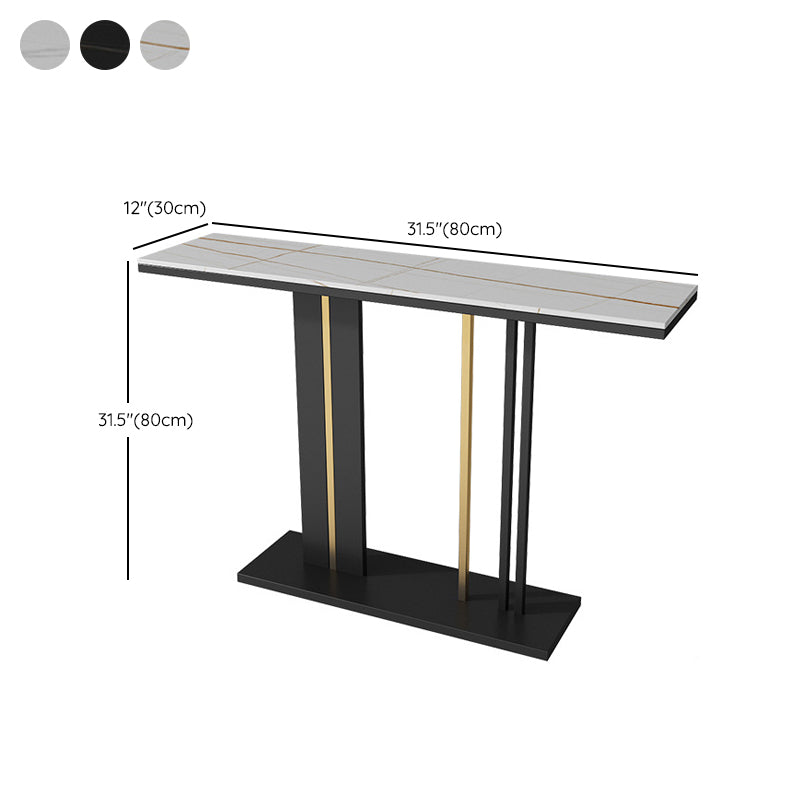 Modern Rectangle Console Table 31.5" Tall Stone Accent Table for Hall