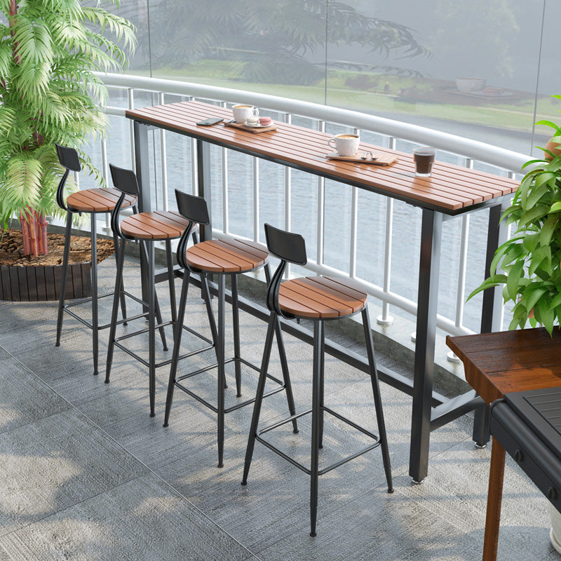 Modern Bar Height Table Rectangular Bar Table with Metal Base