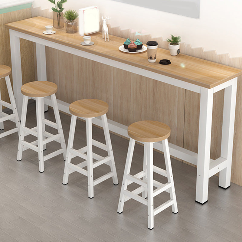 Modern Bar Height Table Metal and Wood Bistro Bar Table for Patio Use