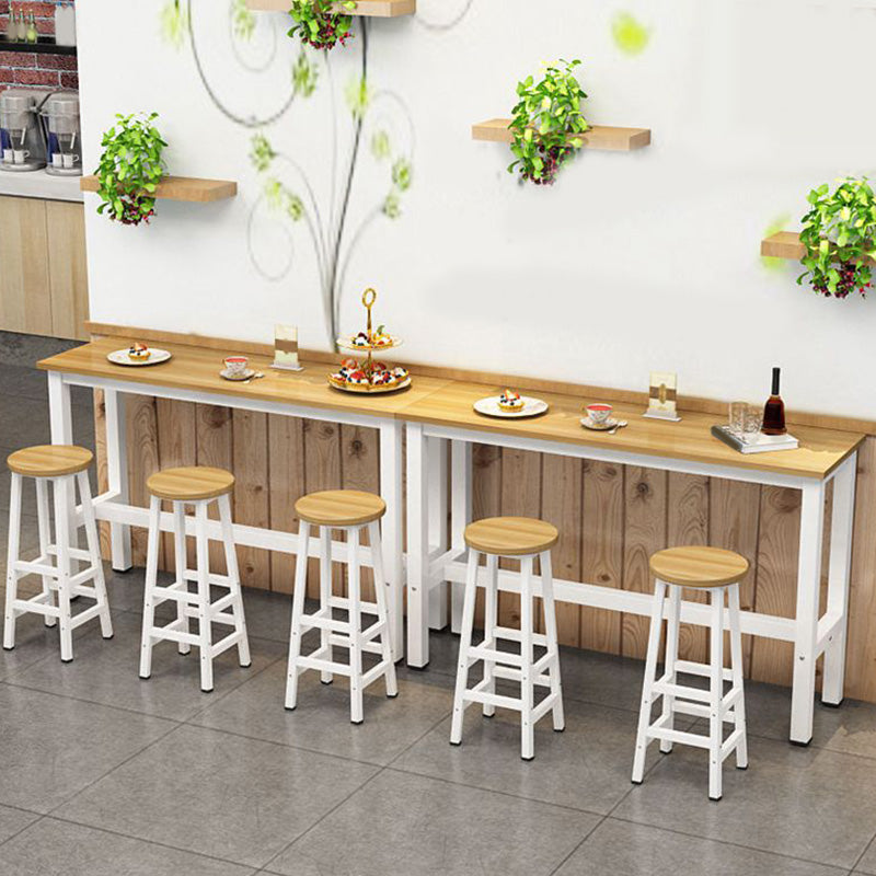 Modern Bar Height Table Metal and Wood Bistro Bar Table for Patio Use