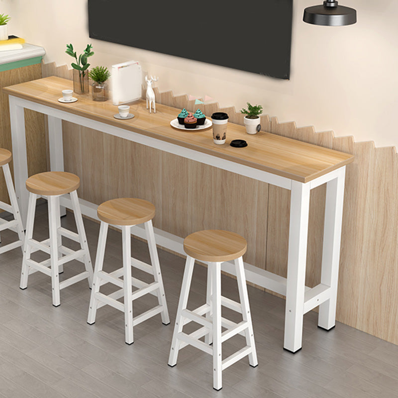 Modern Bar Height Table Metal and Wood Bistro Bar Table for Patio Use