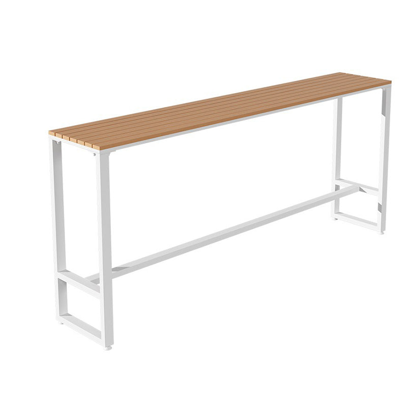 Modern Bar Height Table Metal and Wood Bistro Bar Table with White Base