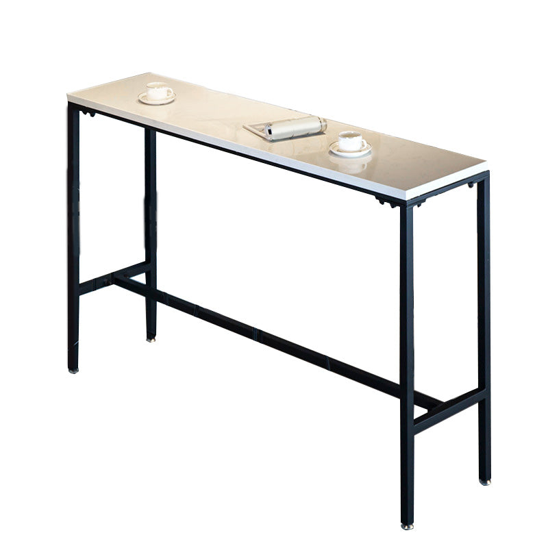 Industrial Bar Height Table White Faux Marble Top Bistro Pub Table for Patio Use