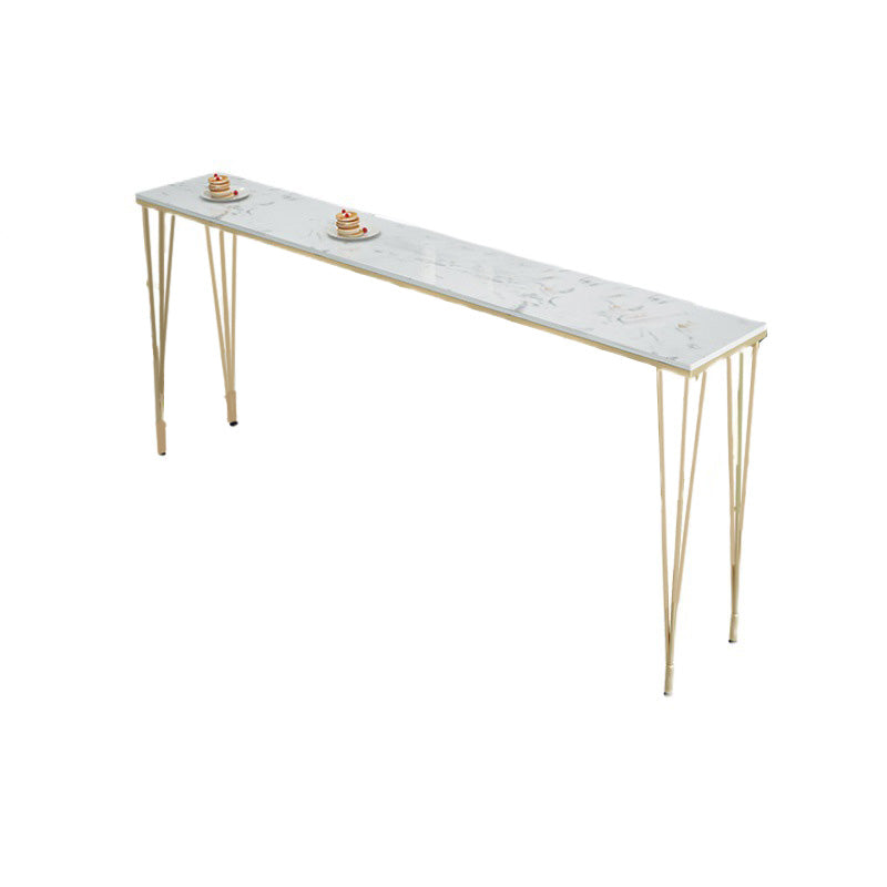 White Rectangular Bar Height Table Glam Style Bistro Pub Table with Four Legs