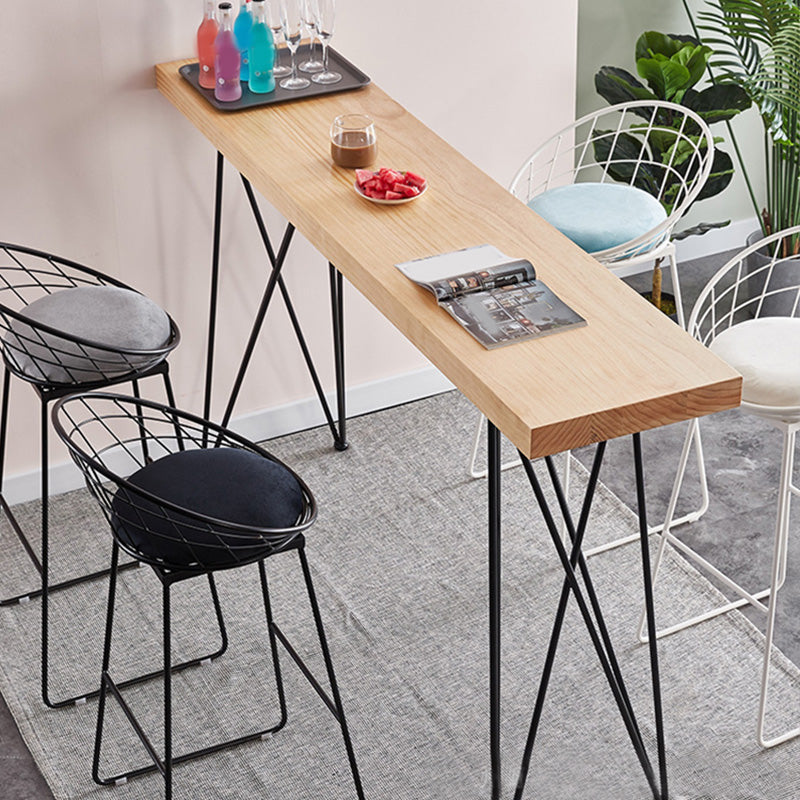 Modern Bar-height Table Solid Wood Top Bistro Pub Table with Four Legs