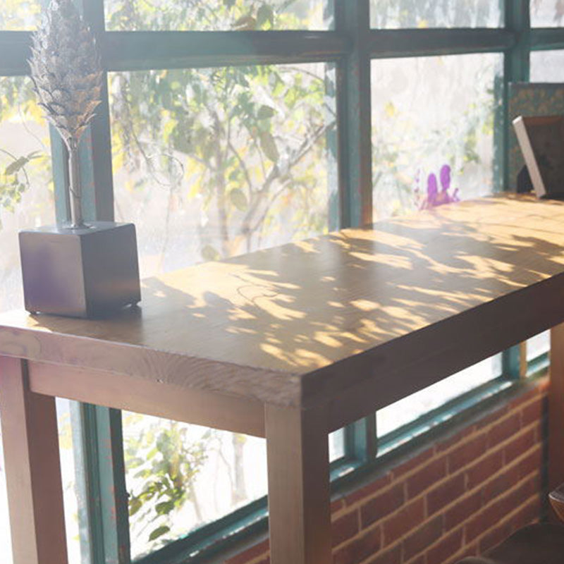 Modern Bar Height Table Solid Wood Top Bistro Pub Table with Wood Legs