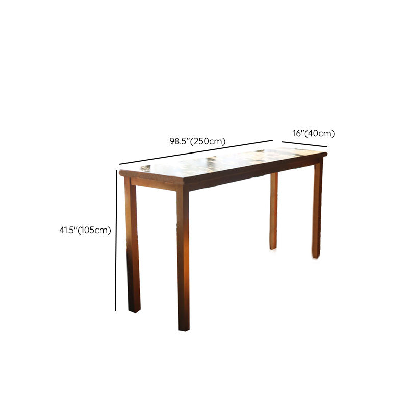 Modern Bar Height Table Solid Wood Top Bistro Pub Table with Wood Legs