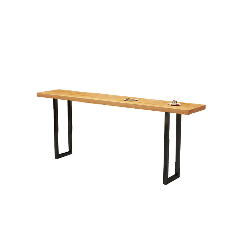 Industrial Counter Height Table Solid Wood Top Pub Table with Metal Base