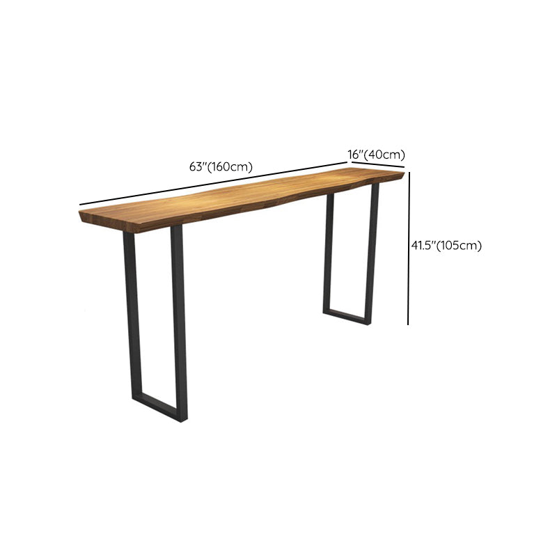 Rectangular Bar Height Table Black Legs and Metal Base Patio Bar Table