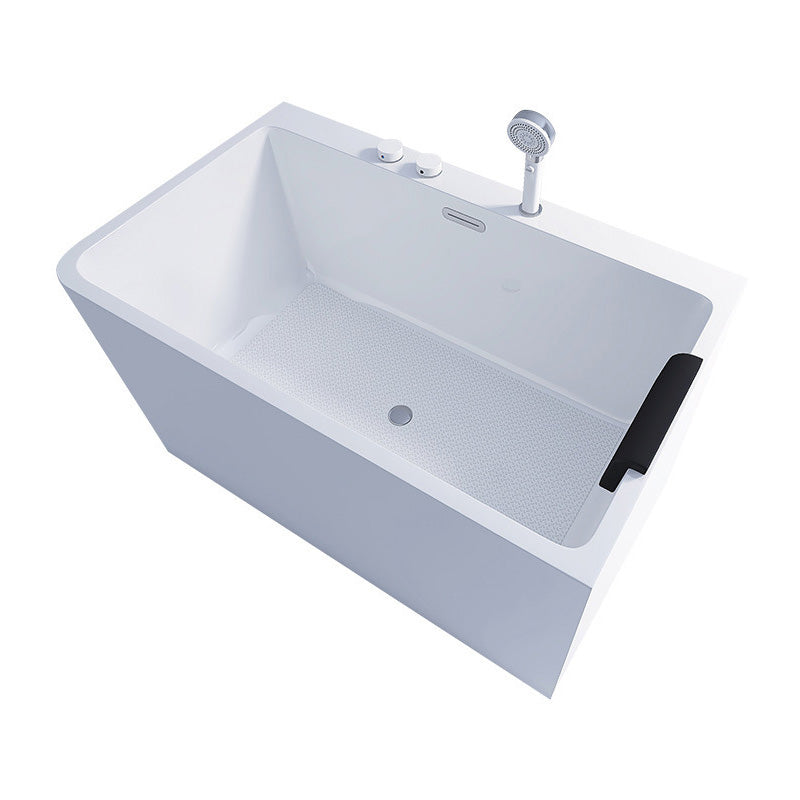Bathroom Rectangular Bathtub White Acrylic Back to Wall Soaking Tub
