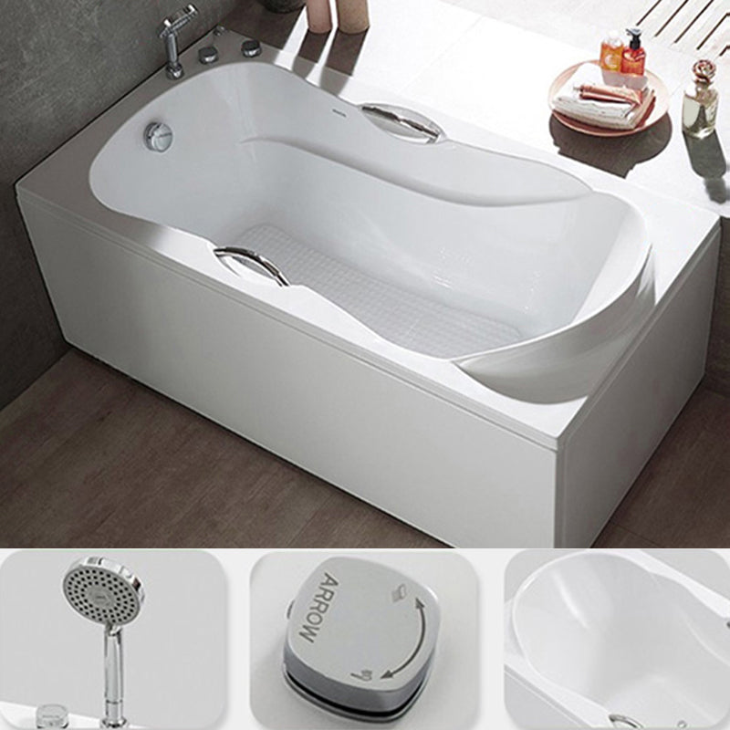 Modern Rectangular White Bathtub Back to Wall with Drain Bath Tub