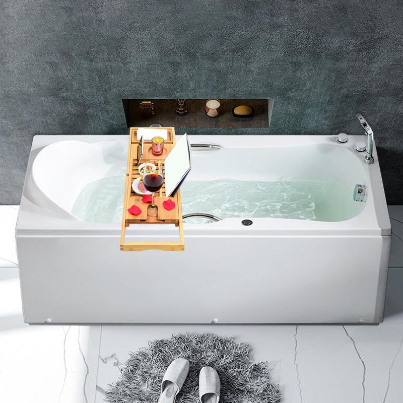 Modern Rectangular White Bathtub Back to Wall with Drain Bath Tub