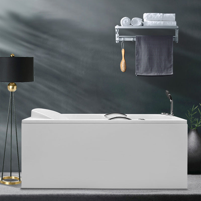 Modern Rectangular White Bathtub Back to Wall with Drain Bath Tub
