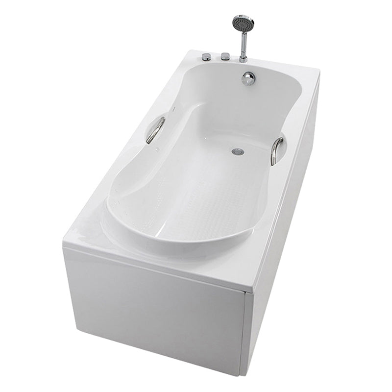 Modern Rectangular White Bathtub Back to Wall with Drain Bath Tub