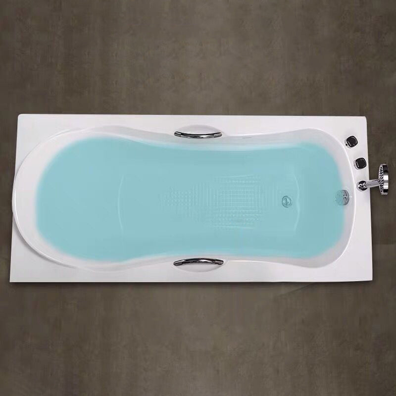 Modern Rectangular White Bathtub Back to Wall with Drain Bath Tub