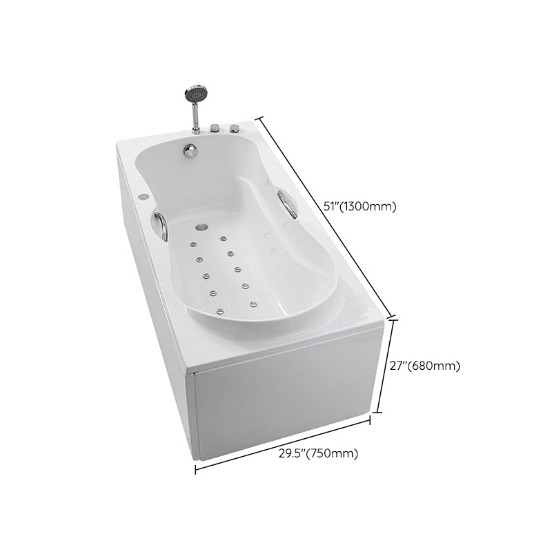 Modern Rectangular White Bathtub Back to Wall with Drain Bath Tub