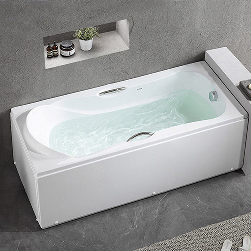 Modern Corner White Bathtub Acrylic Rectangle Back to Wall with Drain Bath Tub