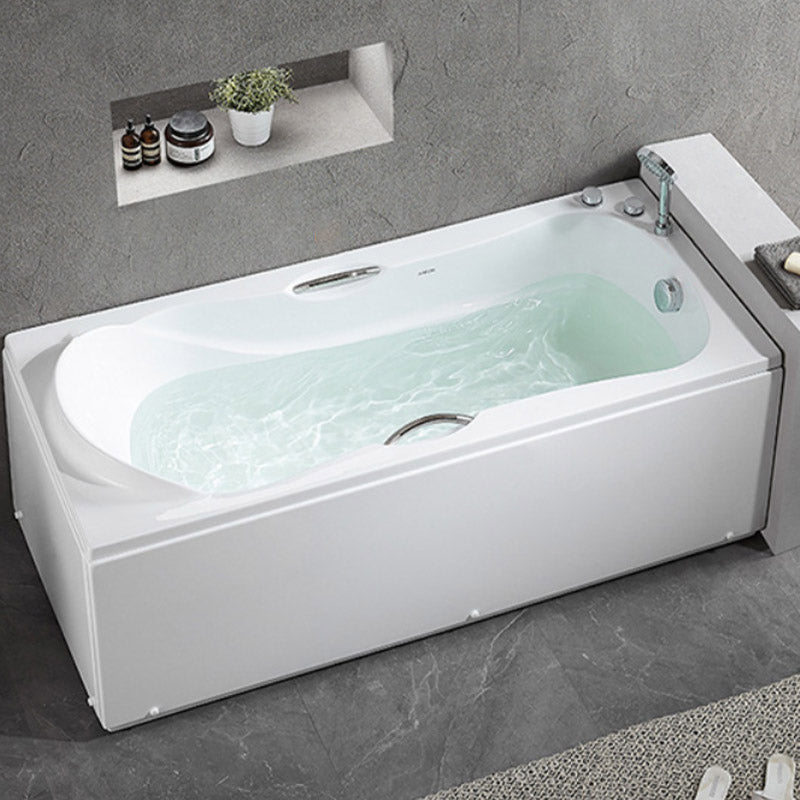 Modern Corner White Bathtub Acrylic Rectangle Back to Wall with Drain Bath Tub