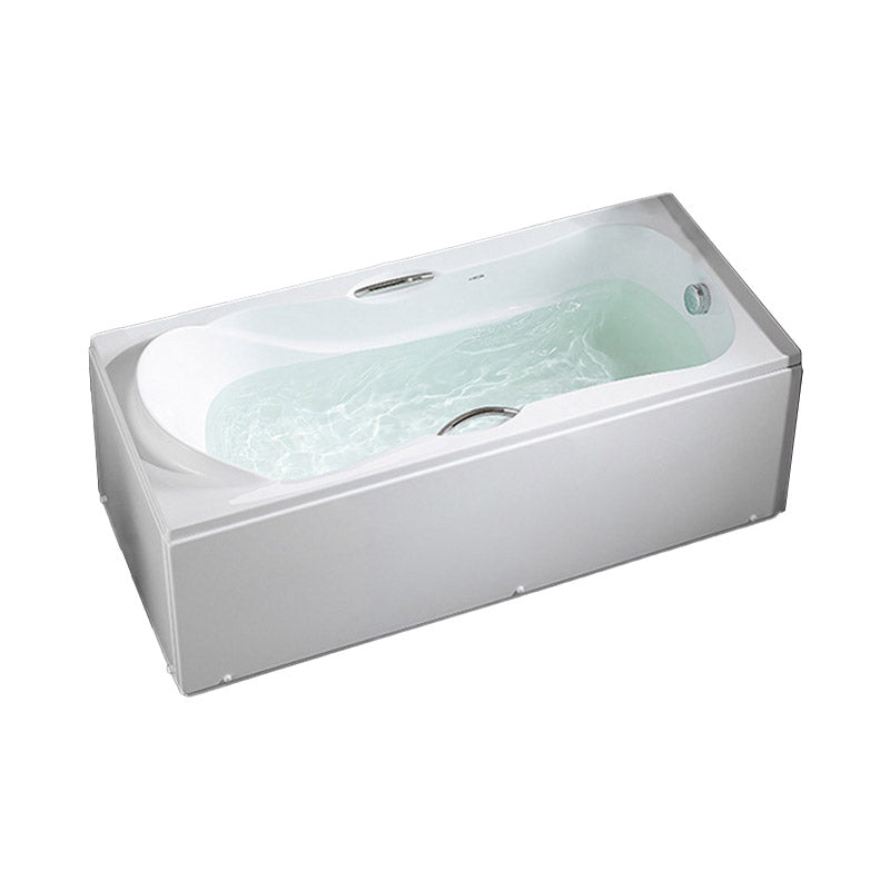 Modern Corner White Bathtub Acrylic Rectangle Back to Wall with Drain Bath Tub