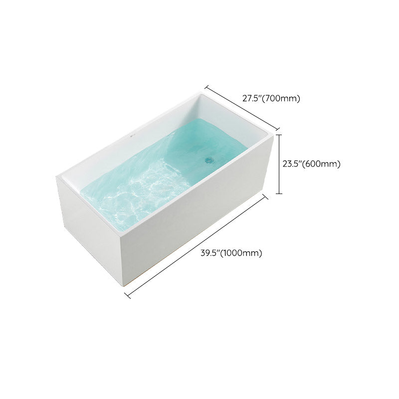 Modern Rectangle White Acrylic Bathtub Back to Wall with Drain Bath Tub