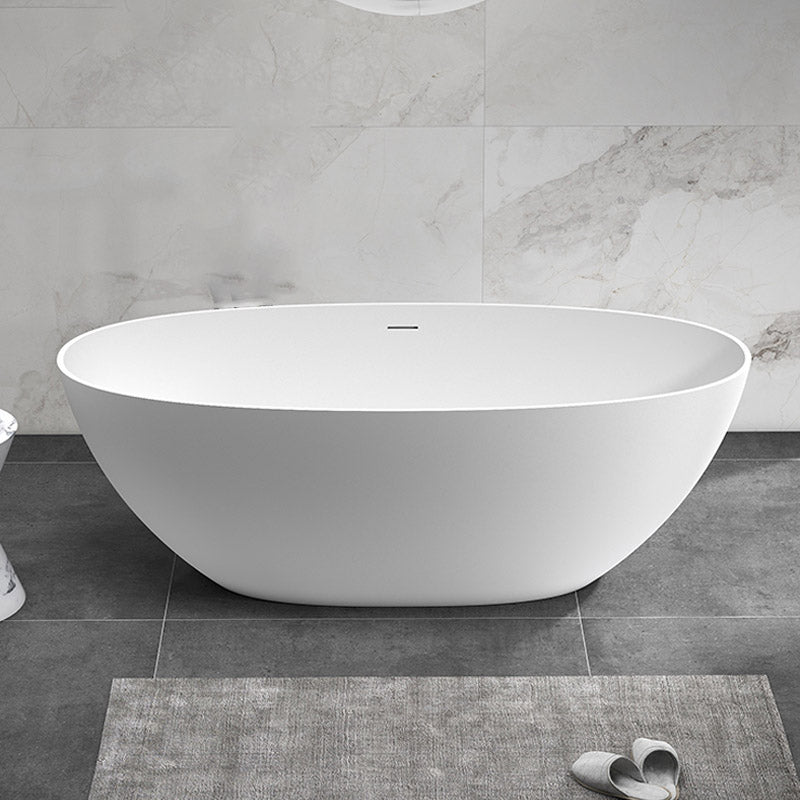 Modern Ellipse Stone Bathtub Freestand Soaking Bathtub with Drain Bath Tub