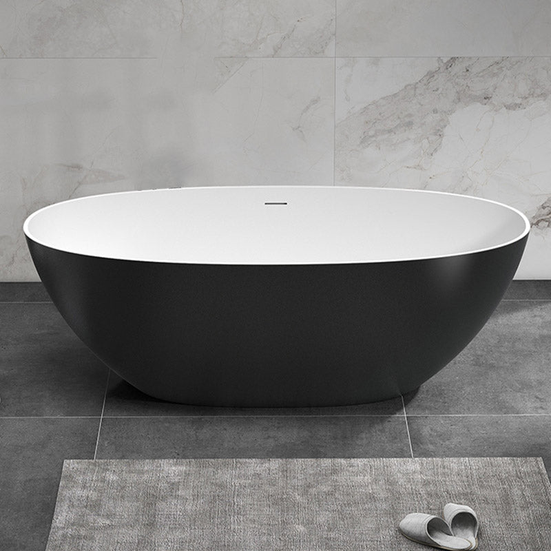 Modern Ellipse Stone Bathtub Freestand Soaking Bathtub with Drain Bath Tub
