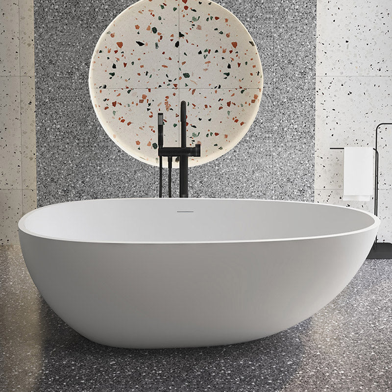 Modern Ellipse Stone Bathtub Freestand Soaking Bathtub with Drain Bath Tub