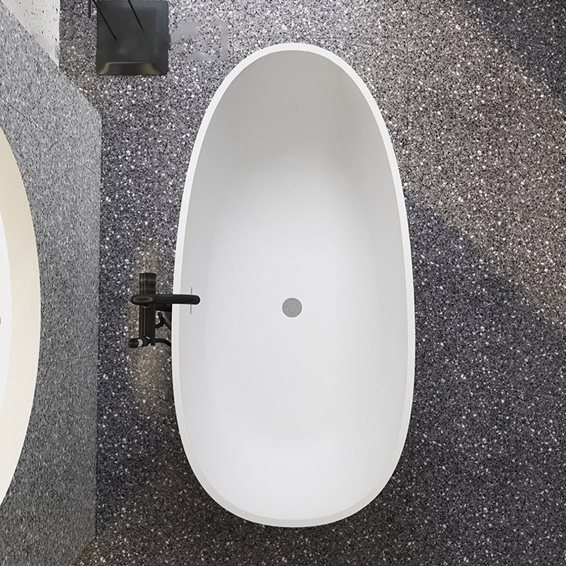 Modern Ellipse Stone Bathtub Freestand Soaking Bathtub with Drain Bath Tub
