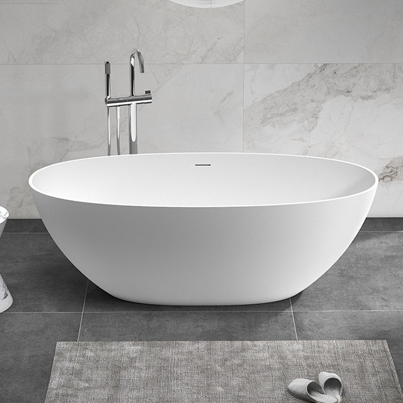Modern Ellipse Stone Bathtub Freestand Soaking Bathtub with Drain Bath Tub