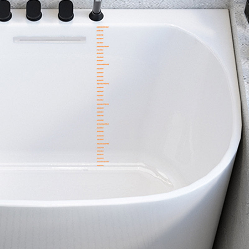 Modern Corner White Acrylic Bathtub Back to Wall with Drain Bath Tub