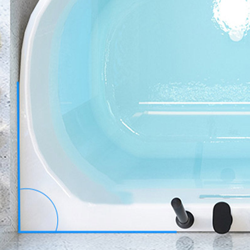 Modern Corner White Acrylic Bathtub Back to Wall with Drain Bath Tub