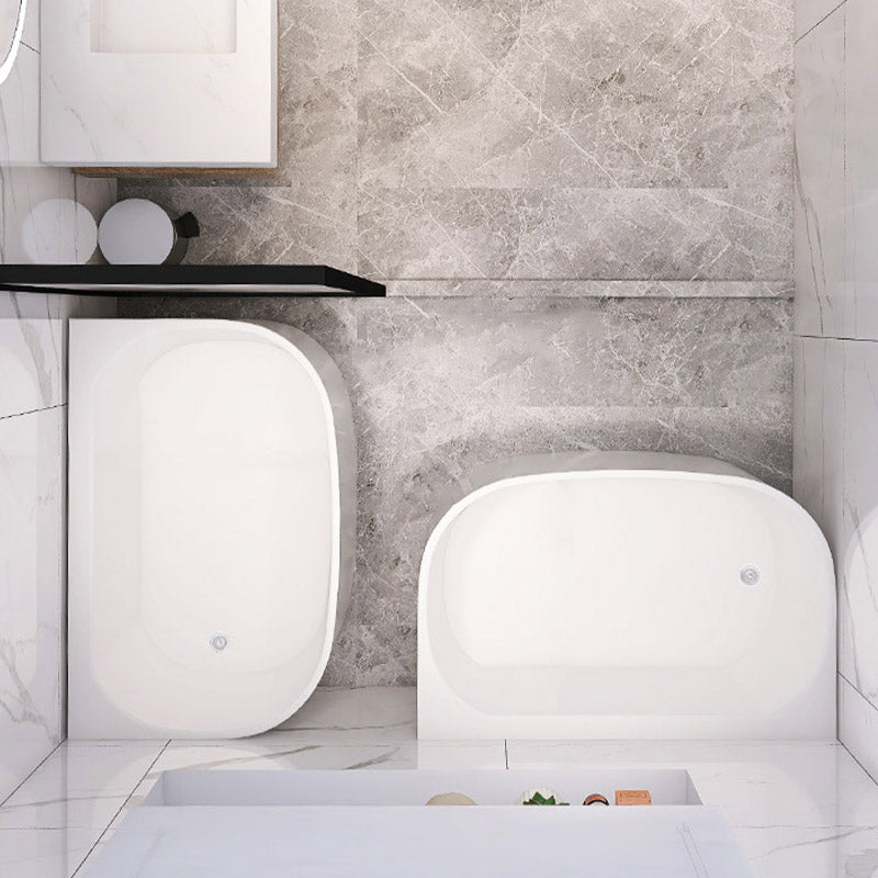Modern Corner White Acrylic Bathtub Back to Wall with Drain Bath Tub