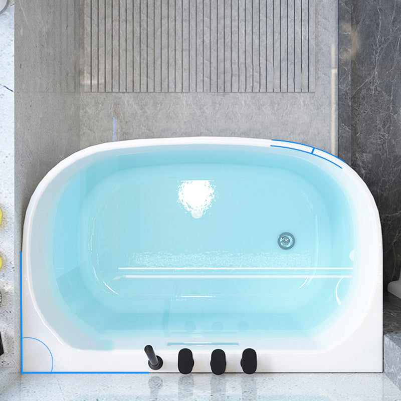 Modern Corner White Acrylic Bathtub Back to Wall with Drain Bath Tub