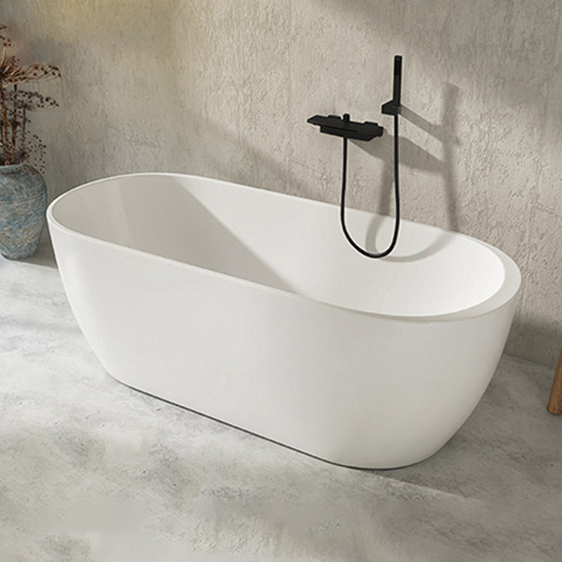 Modern Acrylic Oval Bathtub Freestanding Soaking Bathtub with Drain Bath Tub