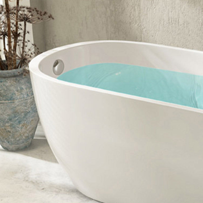 Modern Acrylic Oval Bathtub Freestanding Soaking Bathtub with Drain Bath Tub