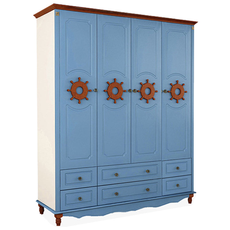 Hinged Wardrobe Cabinet with Legs Coastal Wooden Wardrobe Armoire