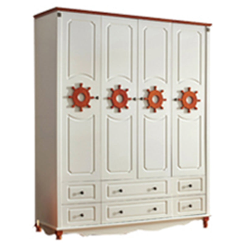 Hinged Wardrobe Cabinet with Legs Coastal Wooden Wardrobe Armoire