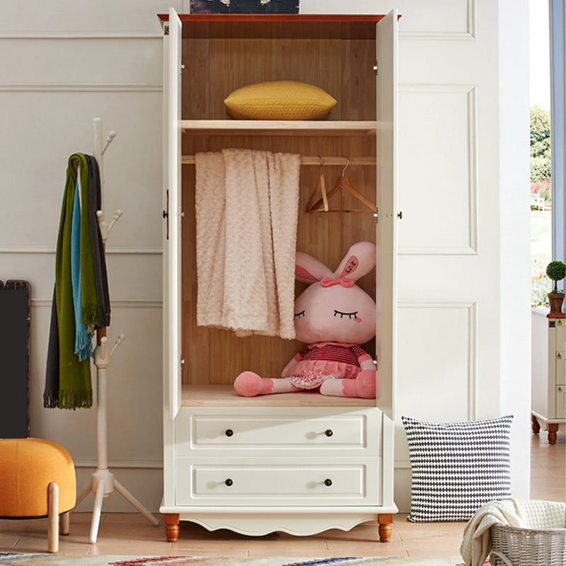 Hinged Wardrobe Cabinet with Legs Coastal Wooden Wardrobe Armoire