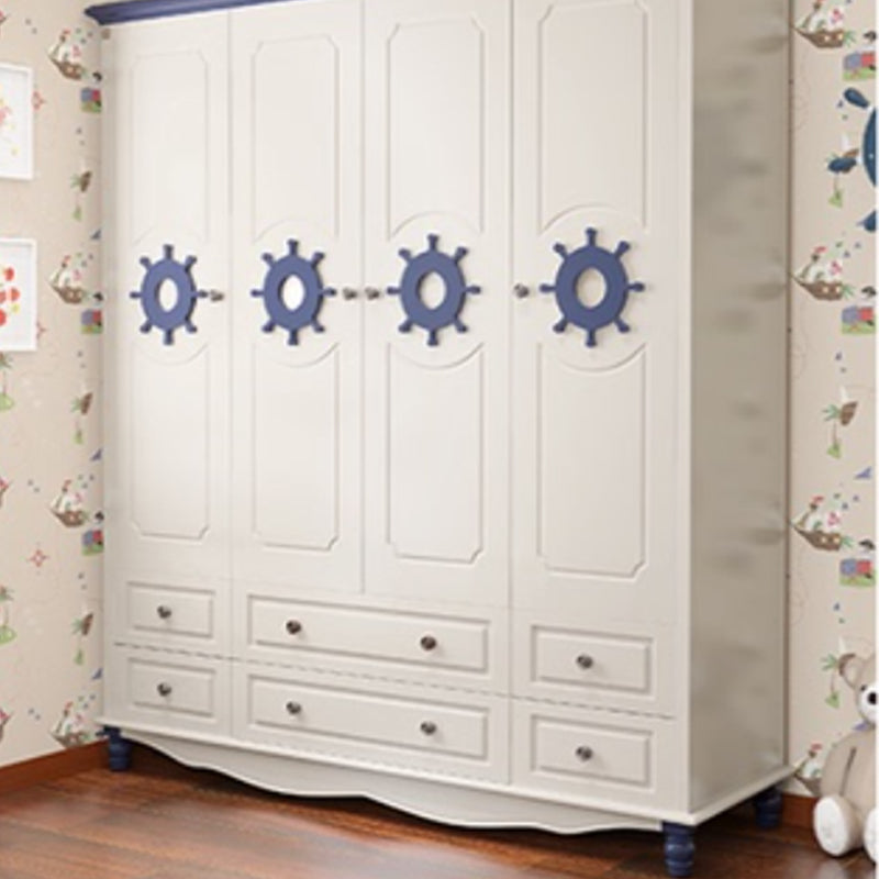 Hinged Wardrobe Cabinet with Legs Coastal Wooden Wardrobe Armoire