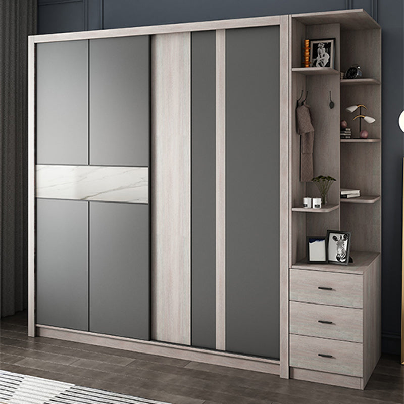 Sliding Wardrobe Closet with Shelves Modern Wardrobe Armoire