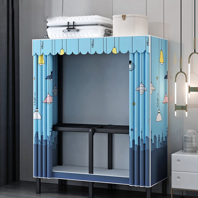 Contemporary Wardrobe Armoire with Shelves Steel Wardrobe Cabinet