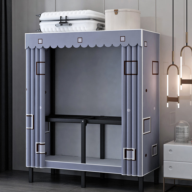 Contemporary Wardrobe Armoire with Shelves Steel Wardrobe Cabinet