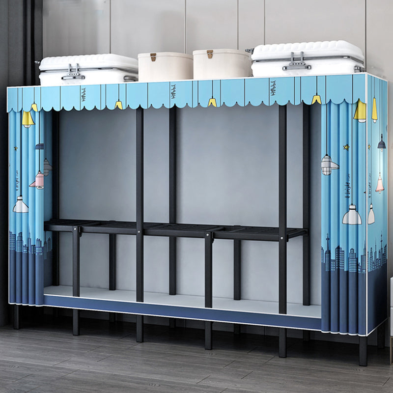 Contemporary Wardrobe Armoire with Shelves Steel Wardrobe Cabinet