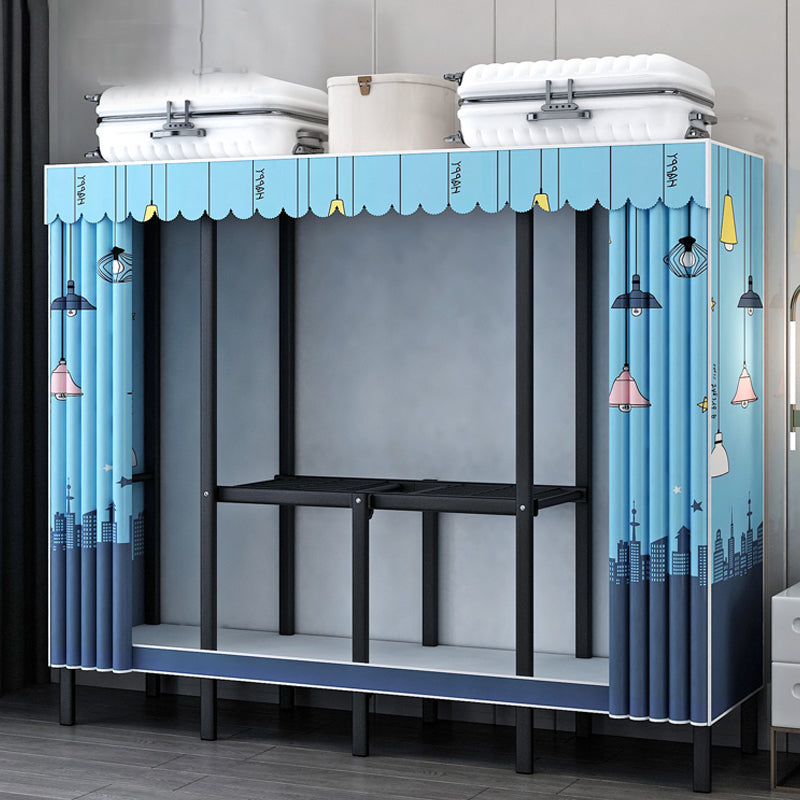 Contemporary Wardrobe Armoire with Shelves Steel Wardrobe Cabinet