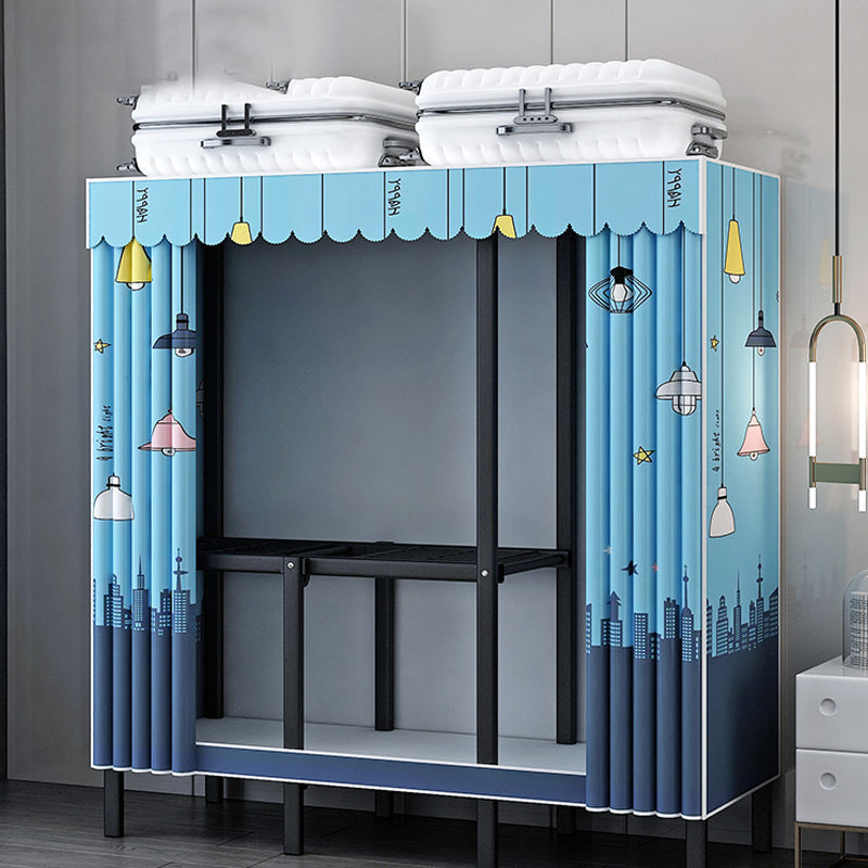 Contemporary Wardrobe Armoire with Shelves Steel Wardrobe Cabinet